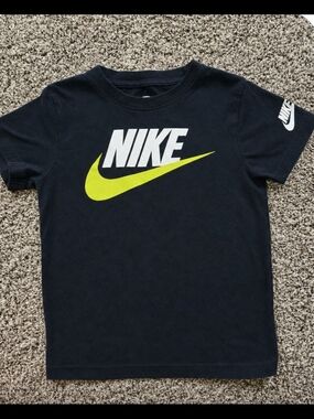 Nike Black Tee with Neon Yellow Swoosh
